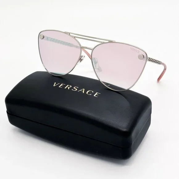 NEW VE2267 1000/7V VERSACE SUNGLASSES SILVER PINK VE2267 10007V Versace VE 2267 Silver/Silver Pink Mirrored (1000/7V  main image 3